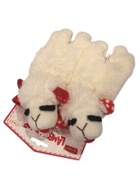 Lamb Chop Red Metallic Red White Checkerboard Squeak 7" Mini Plush Dog Toys Set